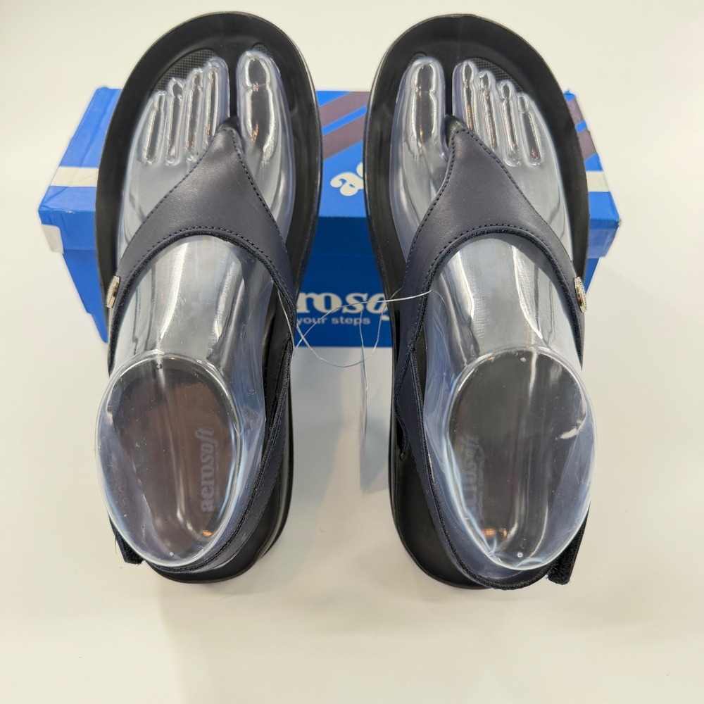 Aerosoft LS 5901 Navy Blue Comfort Slingback Thong Sandals Womens Size 7 EU 38 - Picture 3 of 10